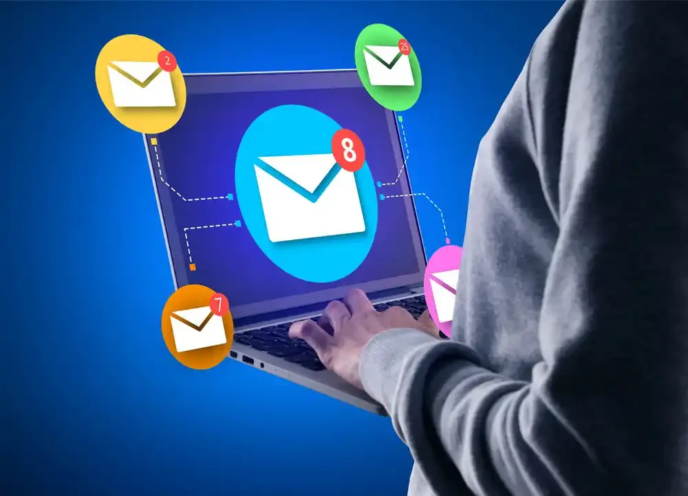 checking emails on a laptop computer device