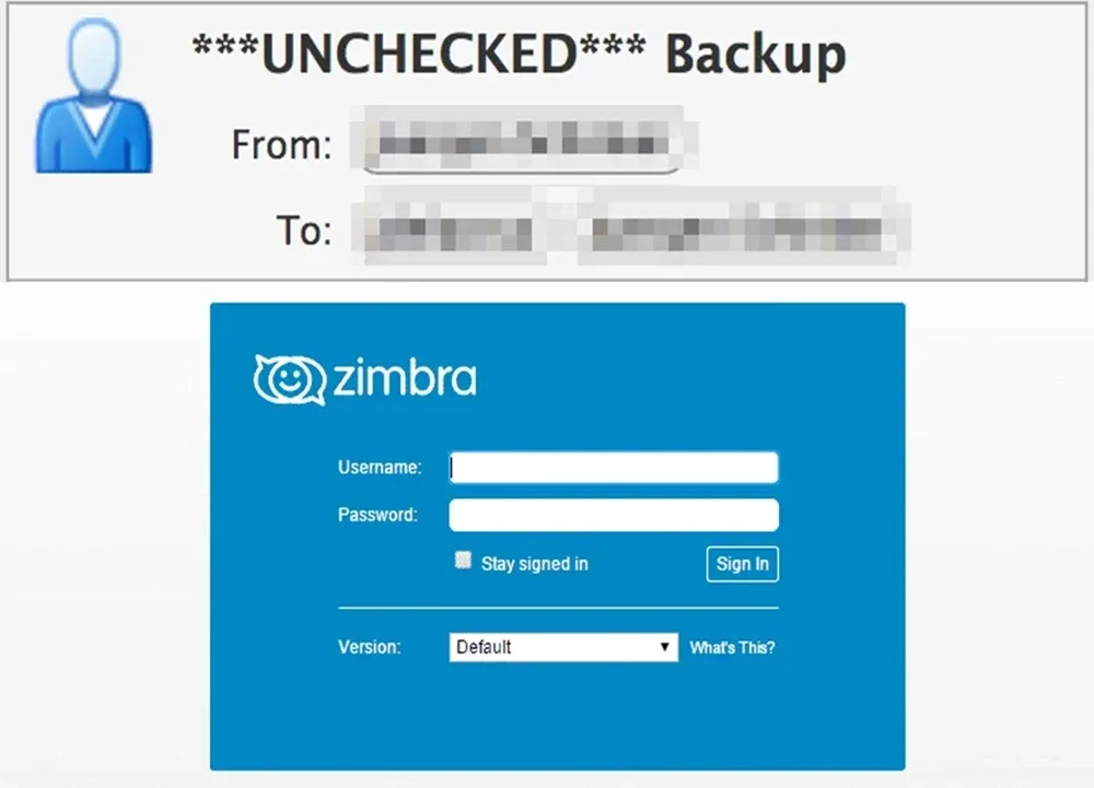 Illustration of an unchecked item in the inbox on a Zimbra mail server