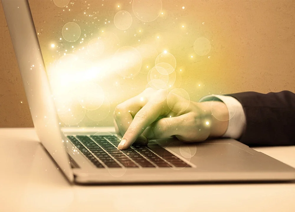 hand typing on laptop, coding ilustration